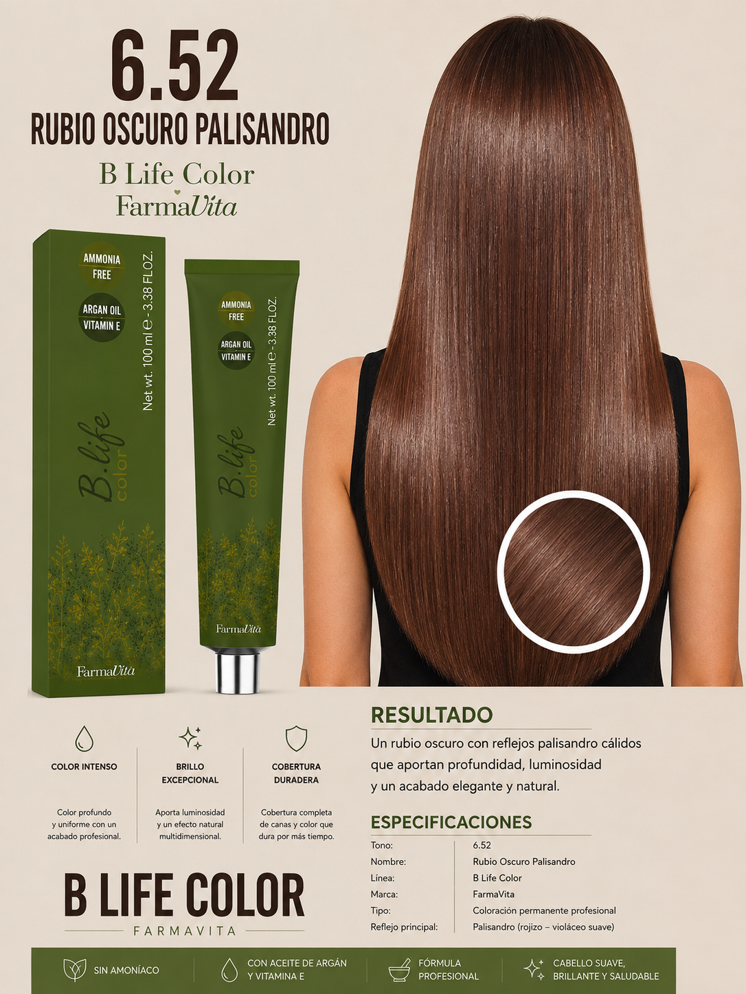 6.52 Rubio Oscuro Palisandro – B Life Color FarmaVita