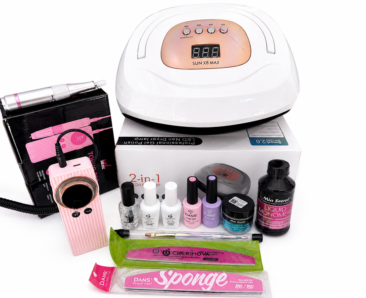 Kit Profesional de Uñas Acrílicas y Esmaltado Permanente Full Pro