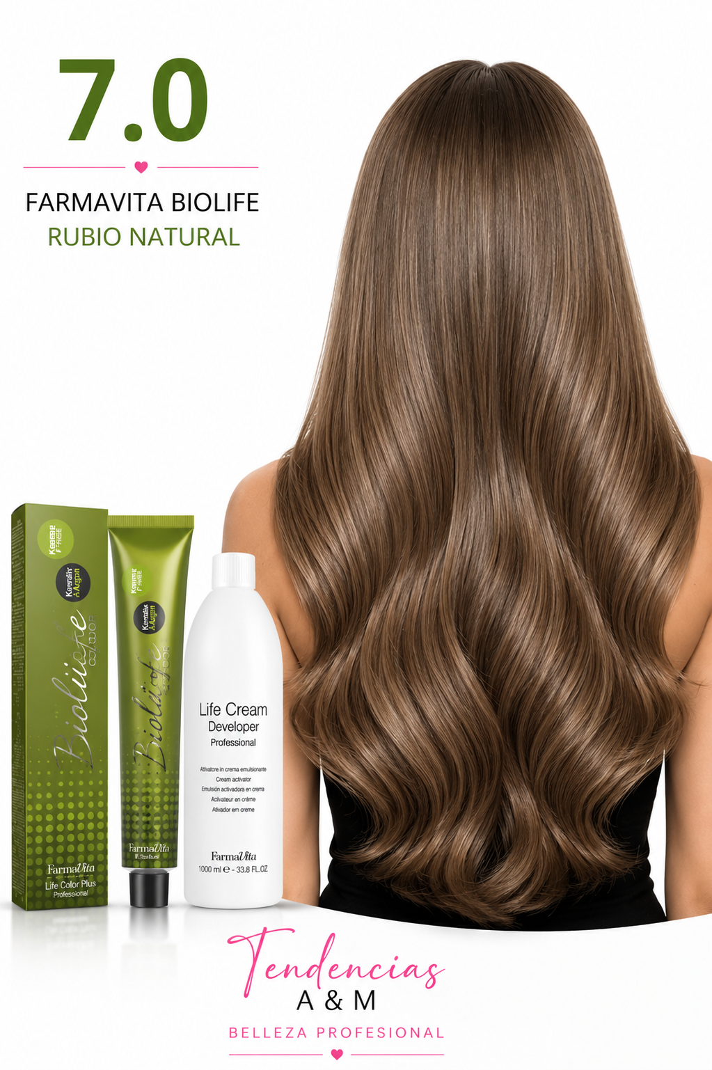Rubio natural 7.0 tintura sin amoniaco farmavita