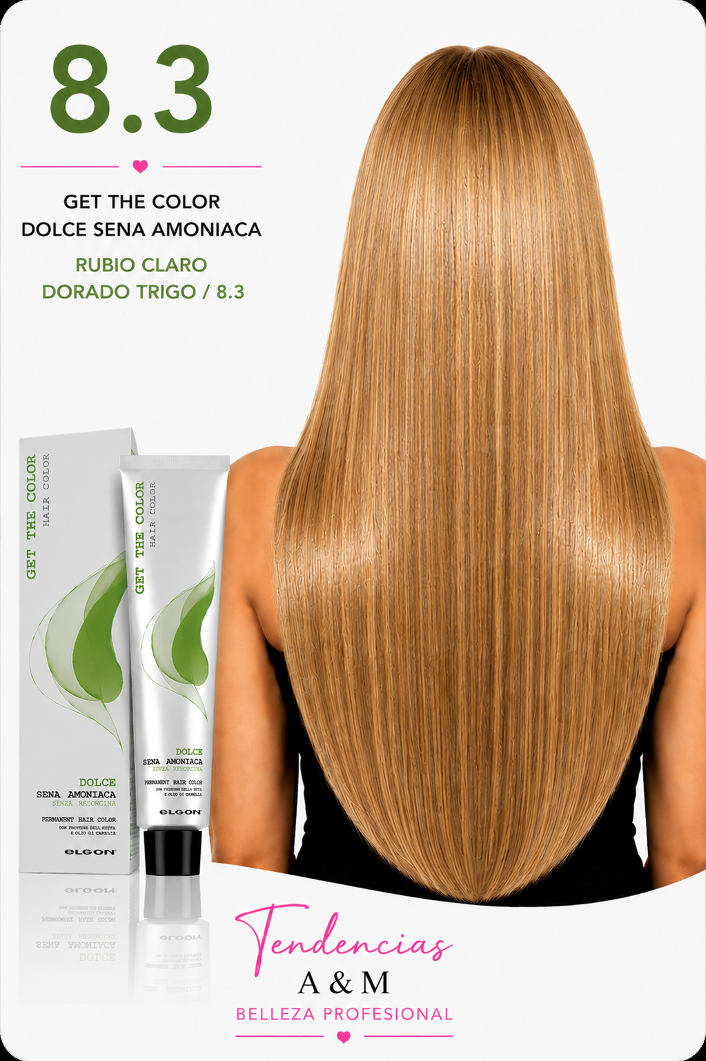 Tintura Get The Color Dolce Sin Amoníaco 8.3 Rubio Claro Dorado Trigo – Elgon
