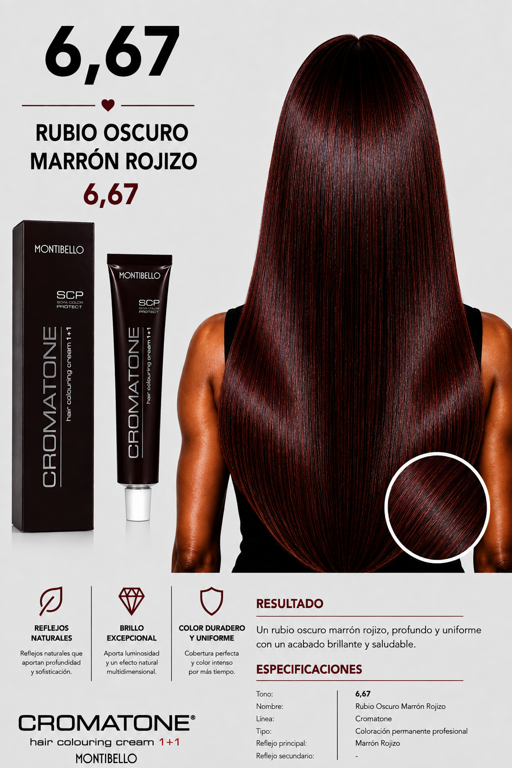 Cromatone Montibello 6,67 Rubio Oscuro Marrón Rojizo