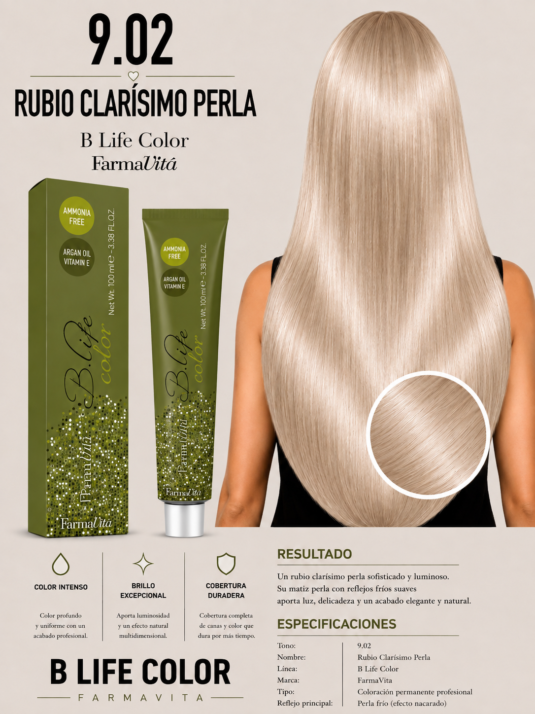 9.02 Rubio Clarísimo Perla – B Life Color FarmaVita 🤍✨