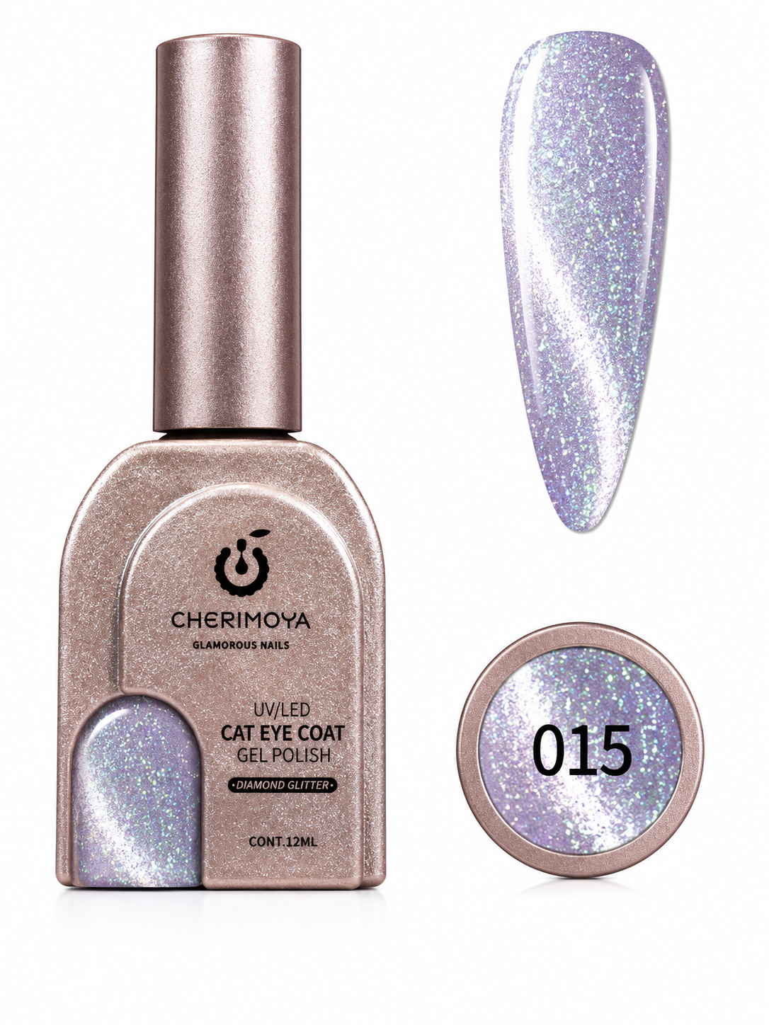 Cherimoya Cat Eye Coat Gel Polish 015 – Diamond Glitter 12ml