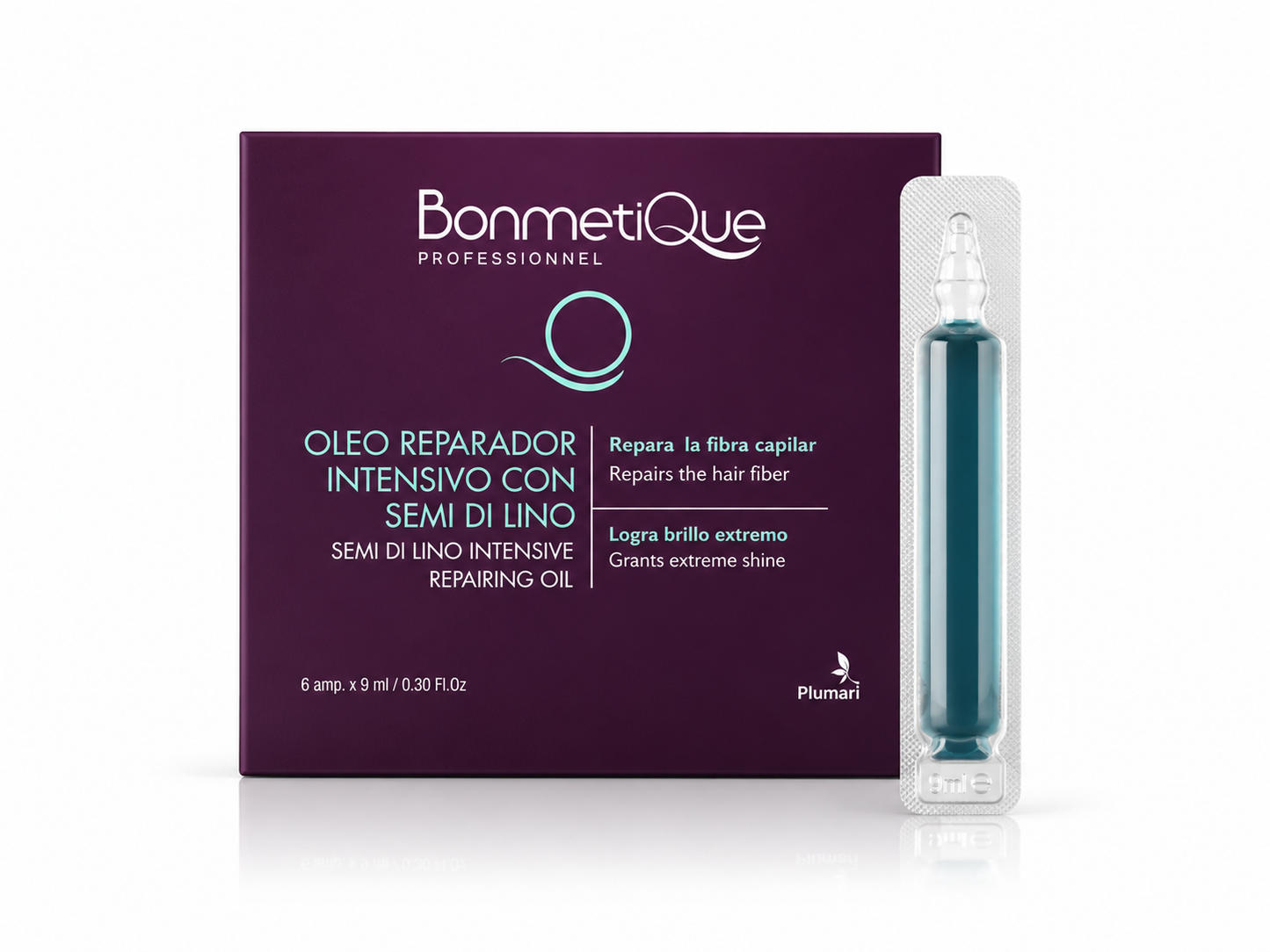 Óleo Reparador Intensivo con Semi di Lino Bonmetique Professionnel – 6 Ampollas x 9 ml