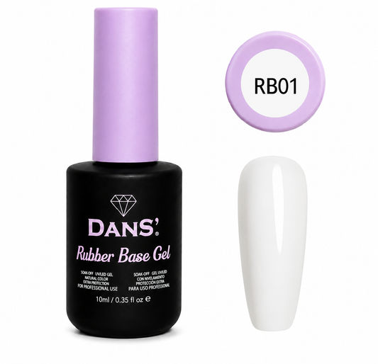 Rubber Base Gel DANS RB01 10 ml – Base Rubber Blanca con Nivelación