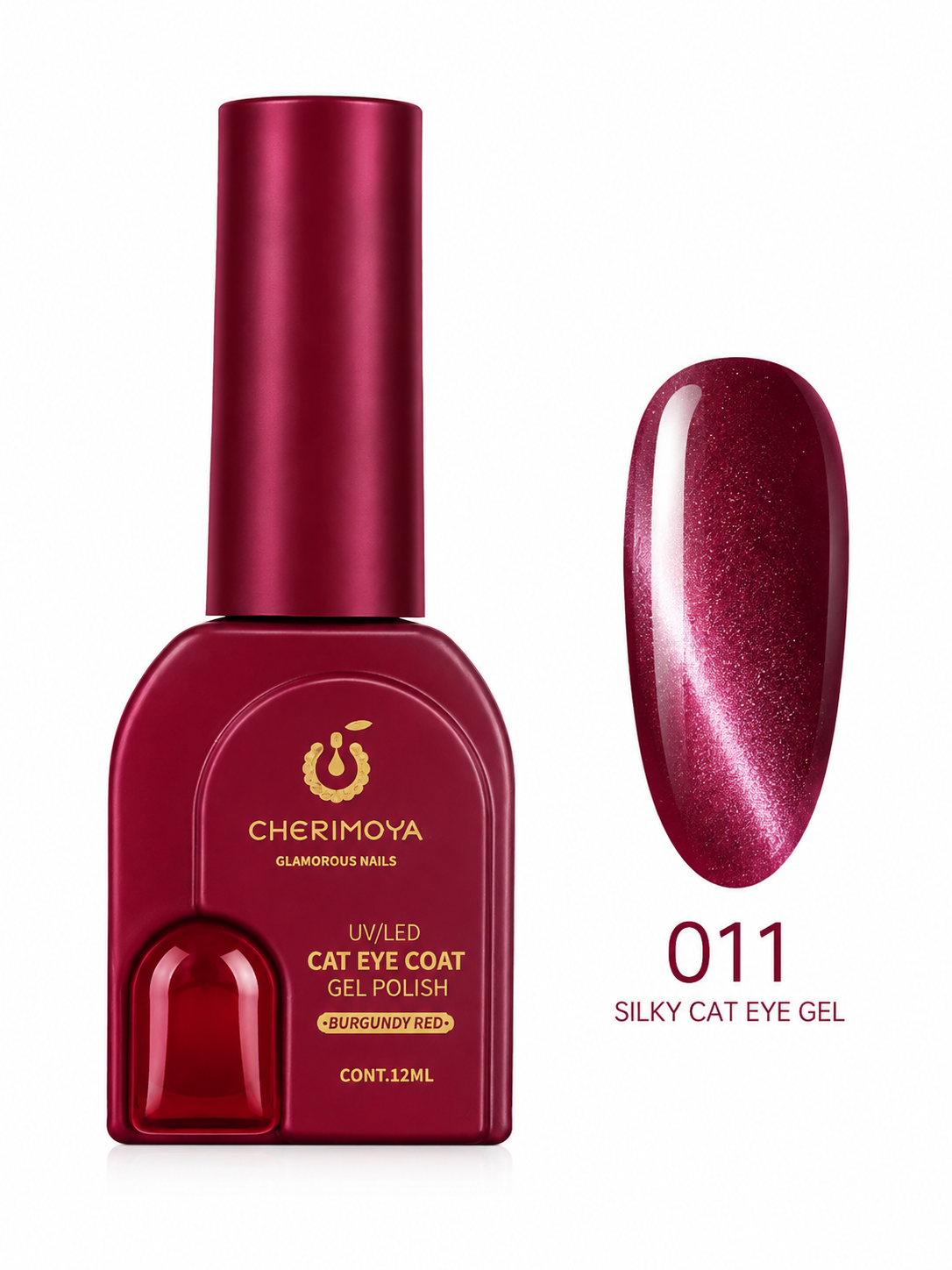 Cherimoya Cat Eye Gel Polish 011 Burgundy Red 12 ml | Esmalte UV/LED