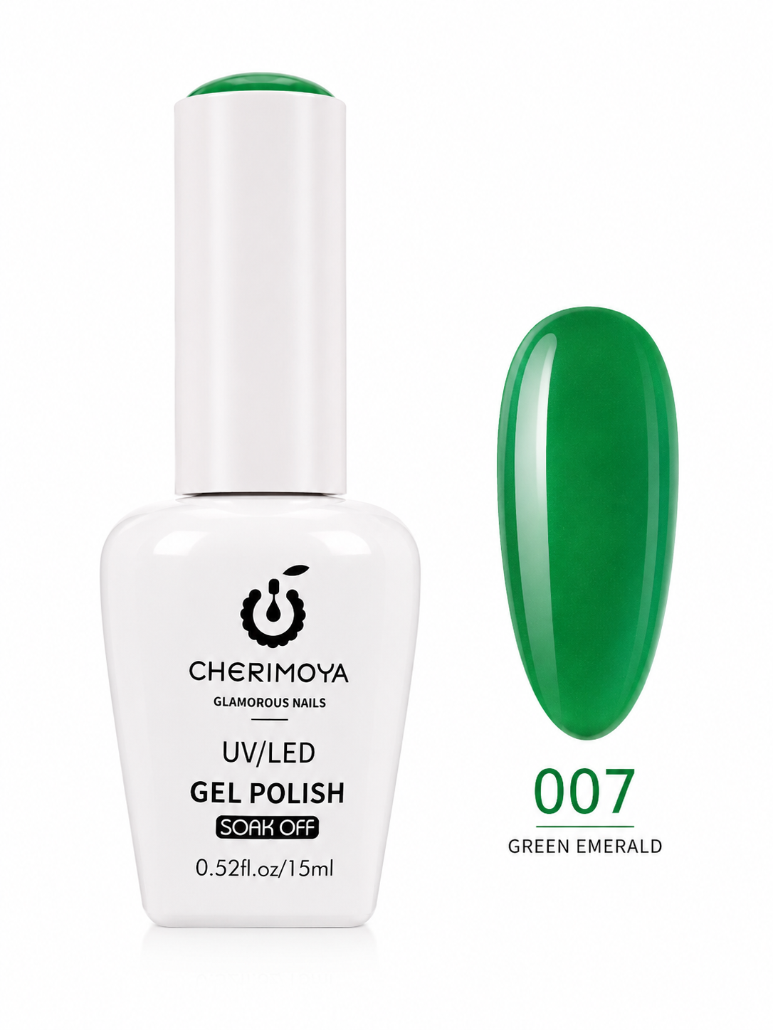 Cherimoya UV/LED Gel Polish Soak Off 007 Green Emerald – Esmalte Permanente Verde Esmeralda 15 ml