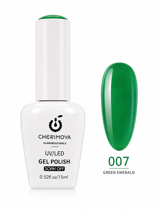 Cherimoya UV/LED Gel Polish Soak Off 007 Green Emerald – Esmalte Permanente Verde Esmeralda 15 ml