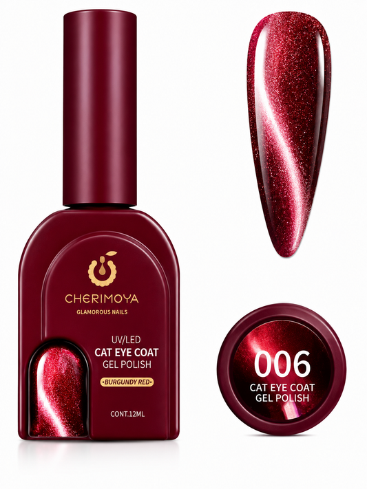 Cherimoya Cat Eye Coat Gel Polish 006 Burgundy Red – 12 ml