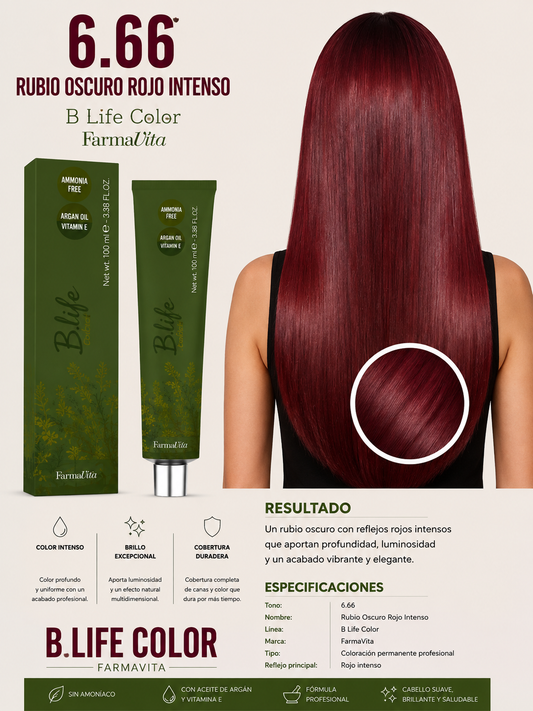 6.66 Rubio Oscuro Rojo Intenso – B Life Color FarmaVita ❤️‍🔥