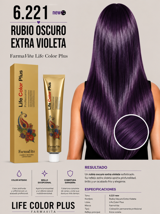 FarmaVita Life Color Plus 6.221 New – Rubio Oscuro Extra Violeta