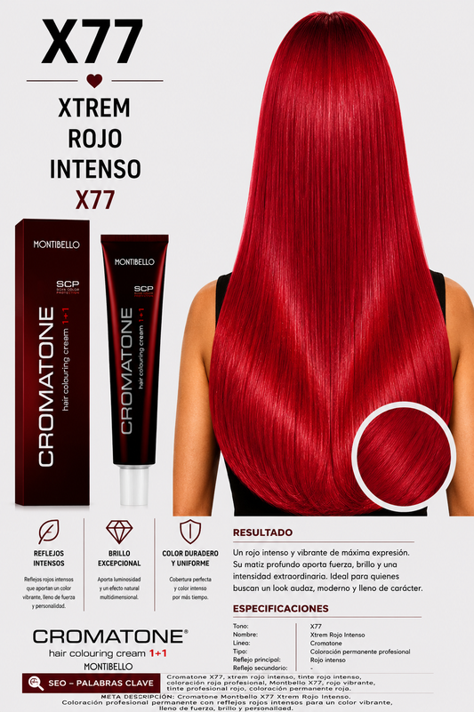 Cromatone Montibello X77 Xtrem Rojo Intenso | Tinte Profesional
