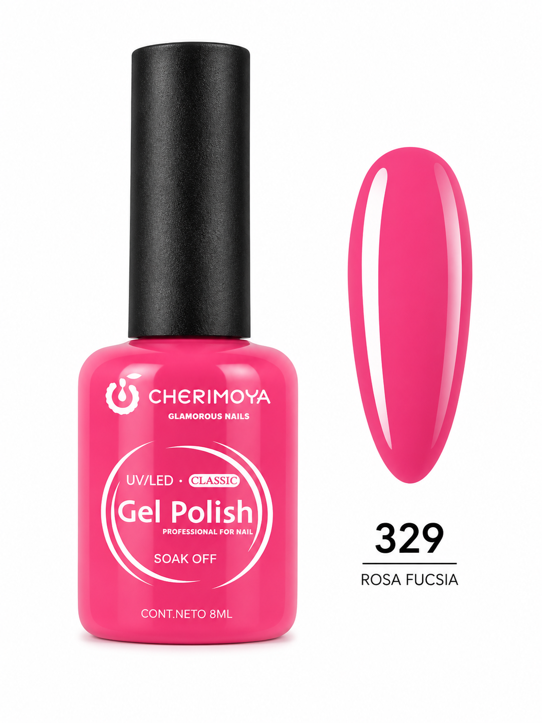 Cherimoya Gel Polish Classic UV/LED Tono 329 Rosa Fucsia 8 ml