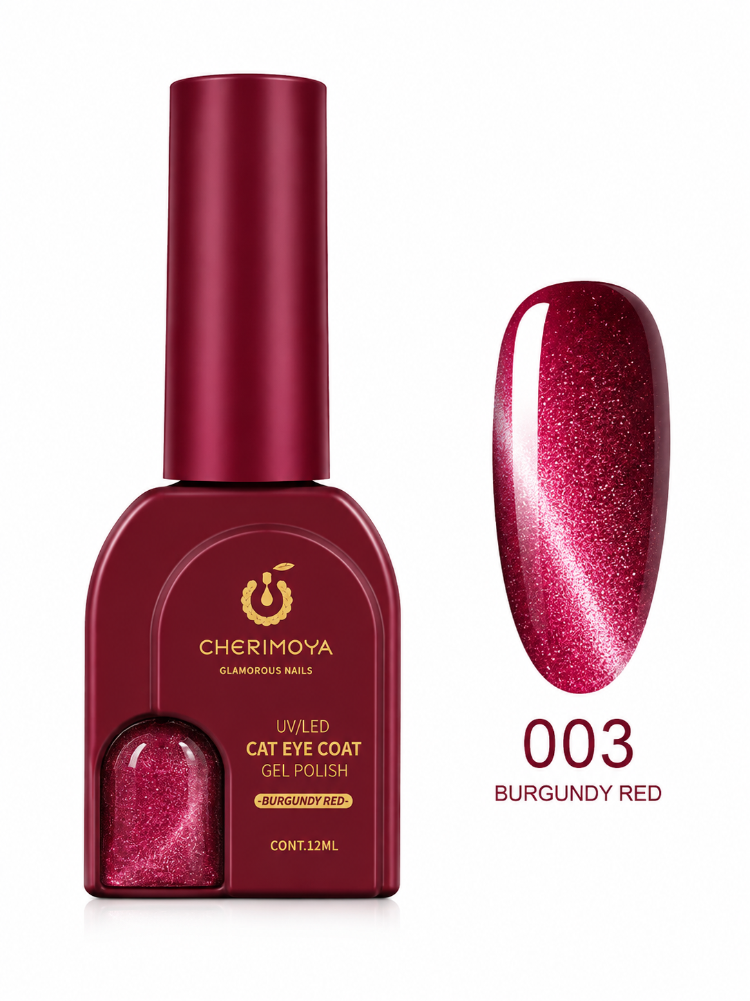 Cherimoya Cat Eye Coat Gel Polish 003 Burgundy Red 12 ml