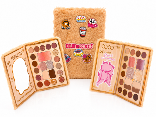 Paleta de Sombras Kevin & Coco Afelpada | Estuche de Maquillaje Completo en amarillo y morado