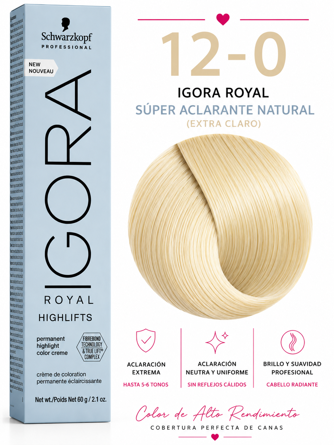 Igora Royal Highlifts 12-0 – Súper Aclarante Natural | Tinte Permanente Profesional