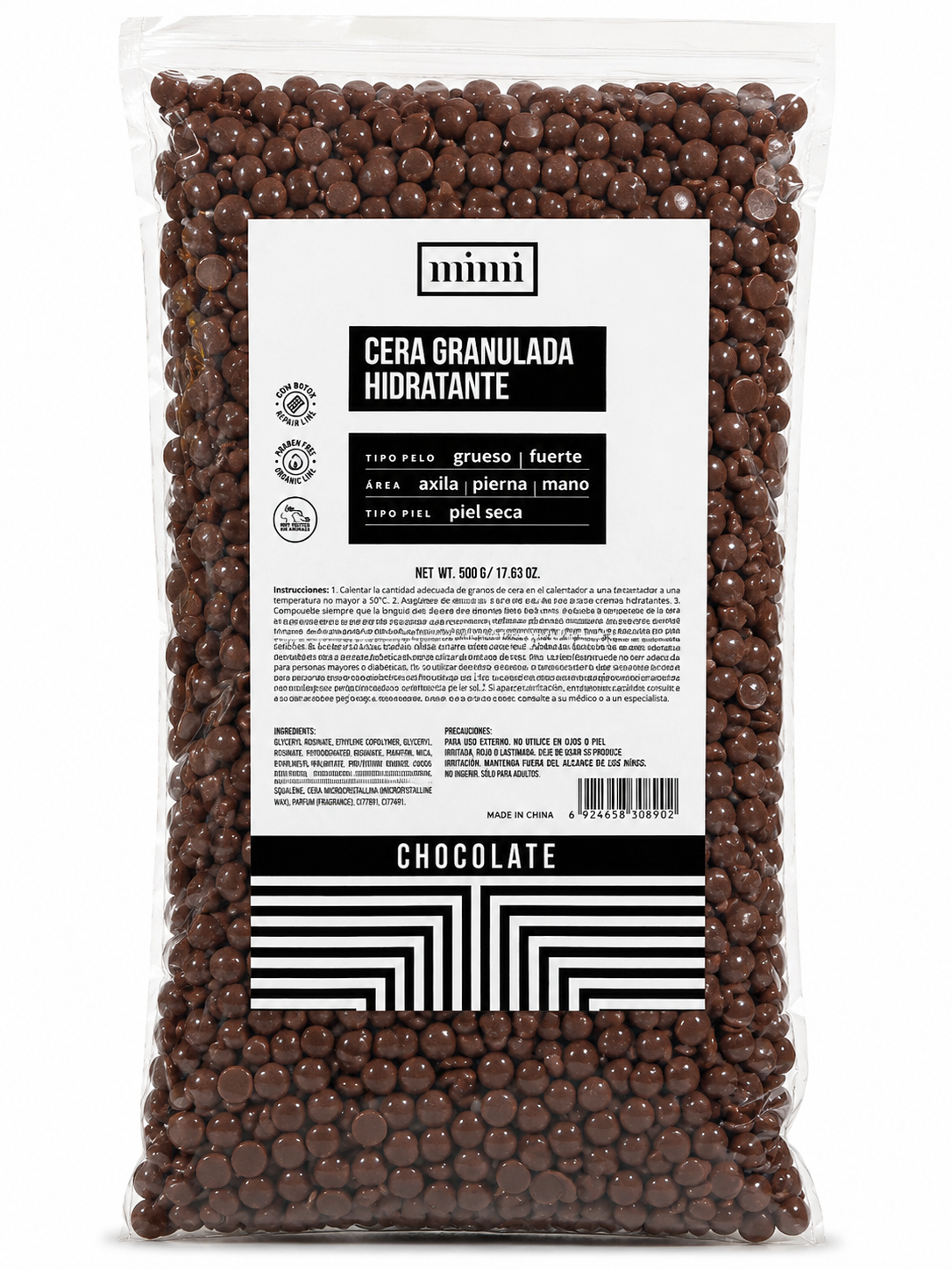 Cera Granulada Hidratante Chocolate 500 g – Depilación Profesional