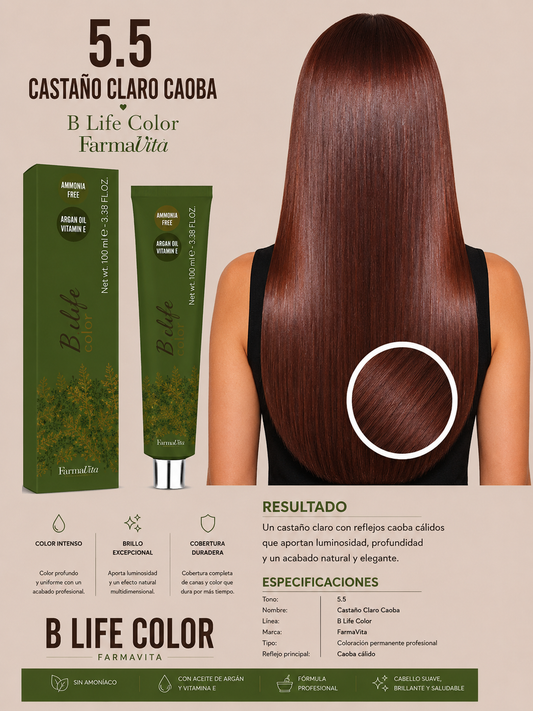 5.5 Castaño Claro Caoba – B Life Color FarmaVita 🤎🍷