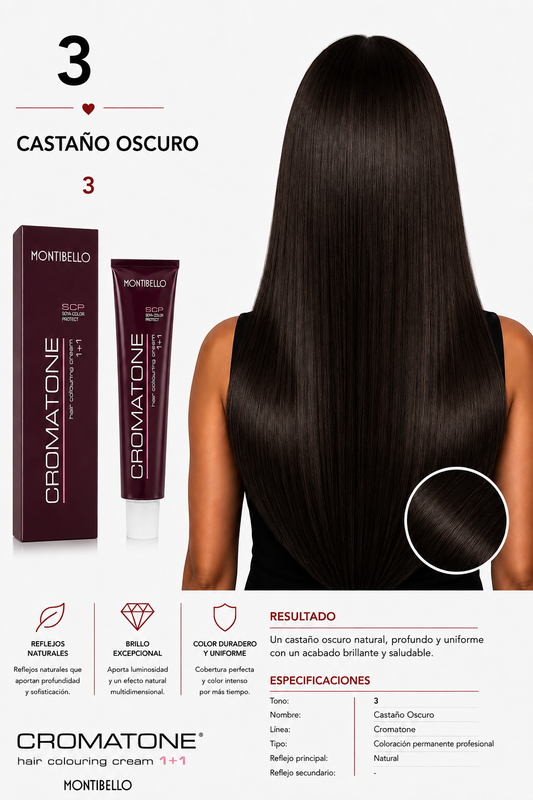 Tintura Cromatone Montibello 3 Castaño Oscuro | Coloración Profesional Permanente
