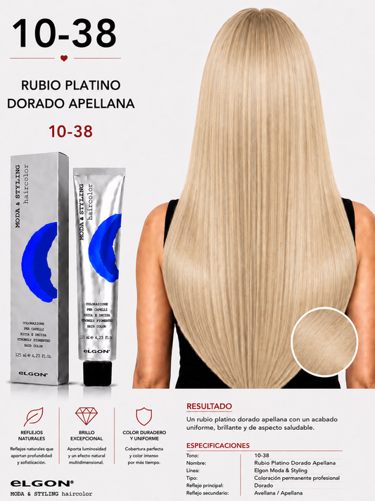 Tinte Elgon Moda & Styling 10.38 Rubio Platino Dorado Avellana