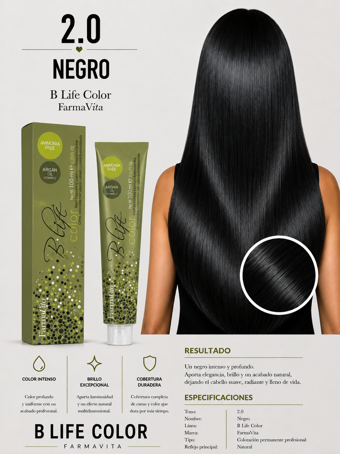 🖤 TINTURA B LIFE COLOR FARMAVITA 2.0 NEGRO 🖤