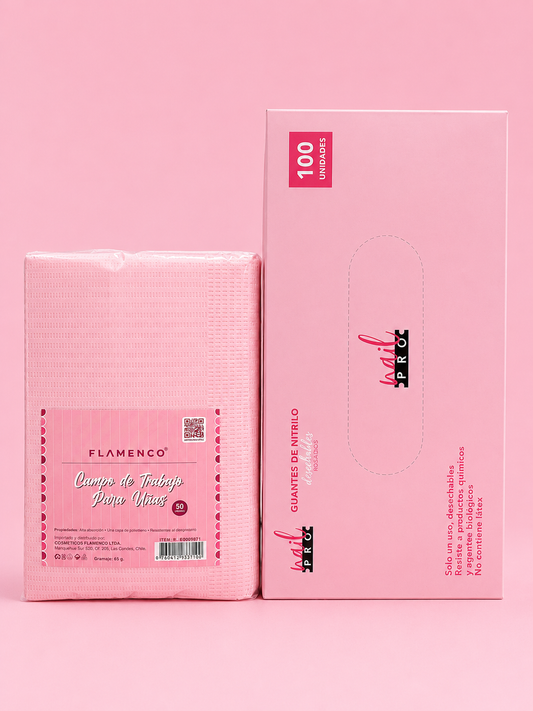 Kit Desechable para Manicure: Guantes de Nitrilo + Campos de Trabajo para Uñas