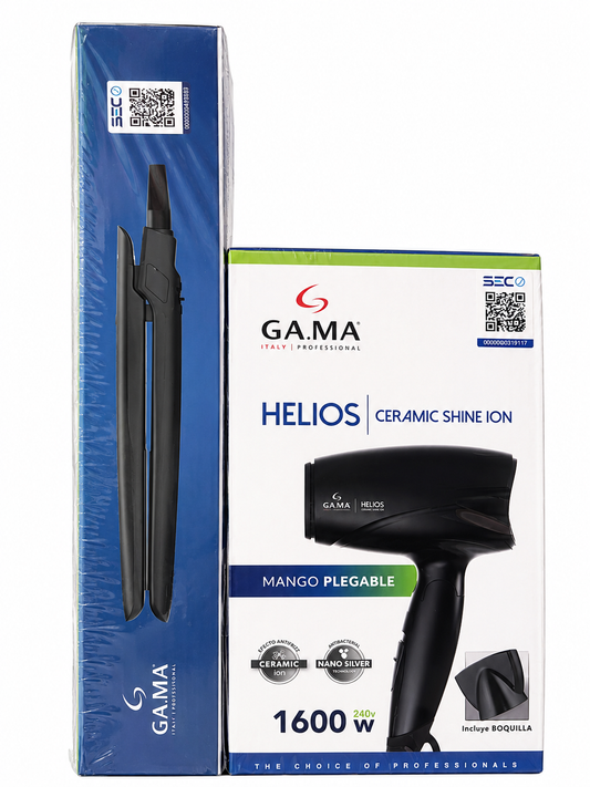 Set GAMA Helios + Plancha de Pelo GAMA Professional