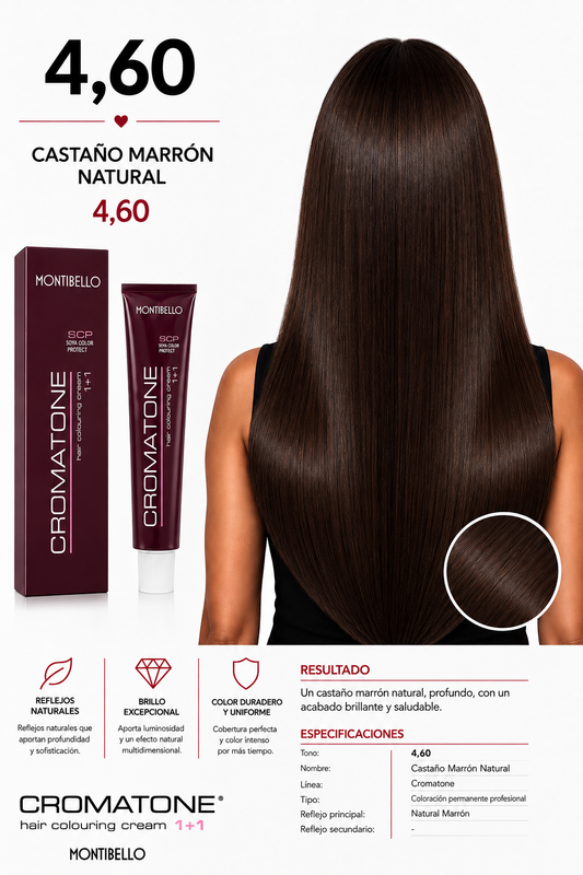 Tintura Cromatone Montibello 4.60 Castaño Marrón Natural | Coloración Profesional Permanente