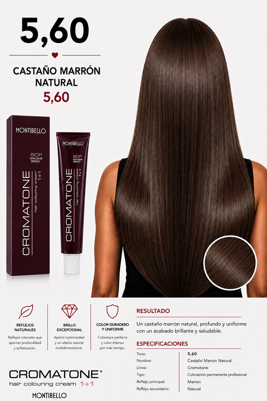 Tintura Cromatone Montibello 5.60 Castaño Marrón Natural | Coloración Profesional Permanente