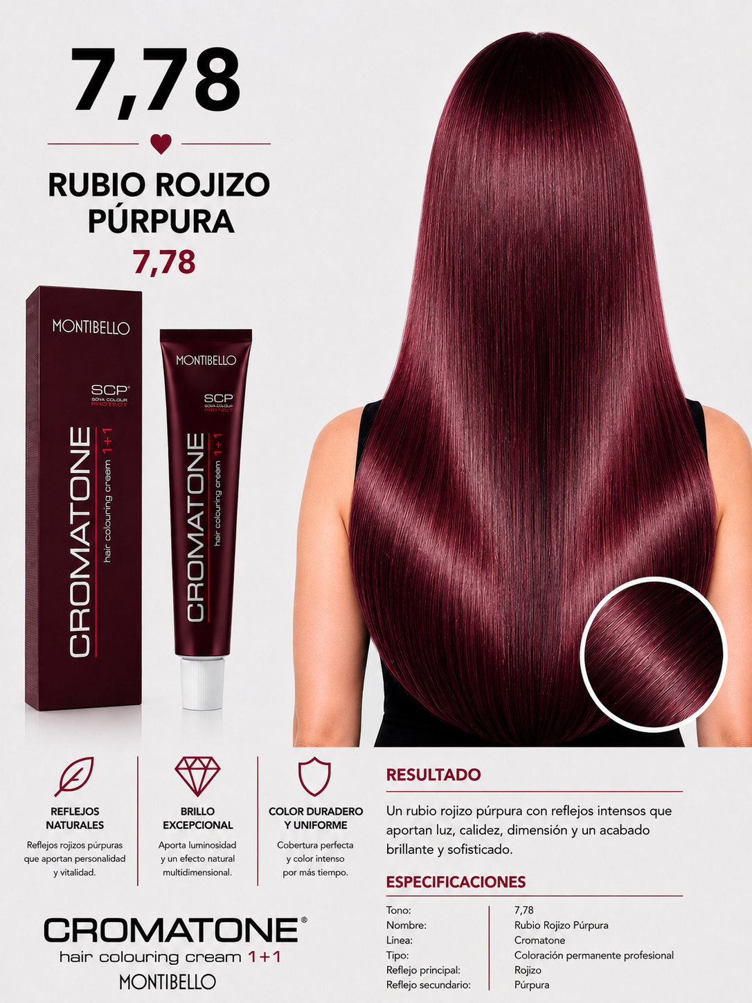 Cromatone Montibello 7.78 Rubio Rojizo Púrpura