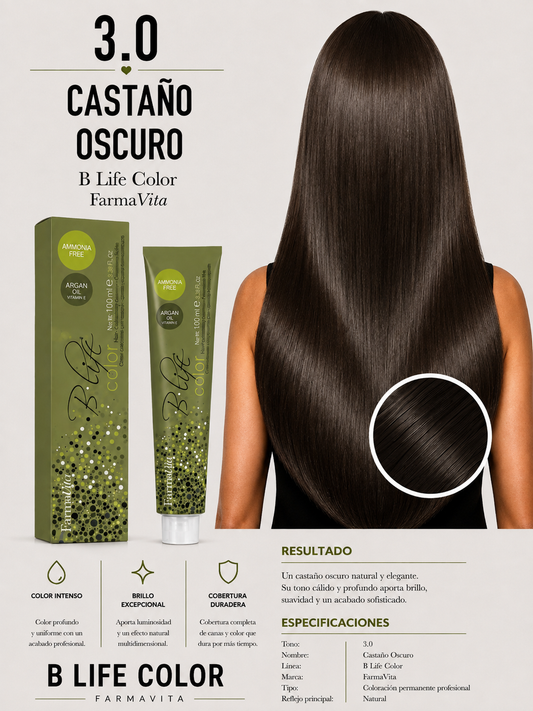 🤎 TINTURA B LIFE COLOR FARMAVITA 3.0 CASTAÑO OSCURO 🤎