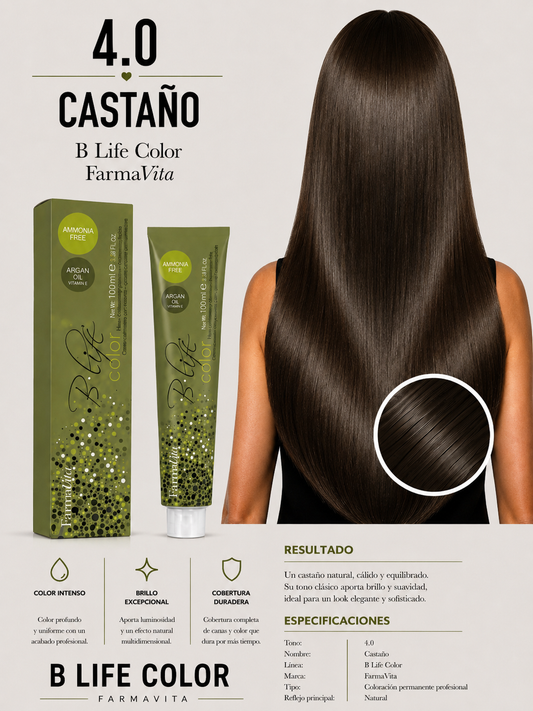 🤎 TINTURA B LIFE COLOR FARMAVITA 4.0 CASTAÑO 🤎
