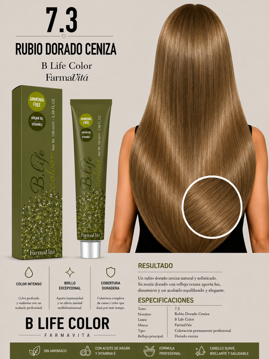 7.3 Rubio Dorado Ceniza – B Life Color FarmaVita ✨