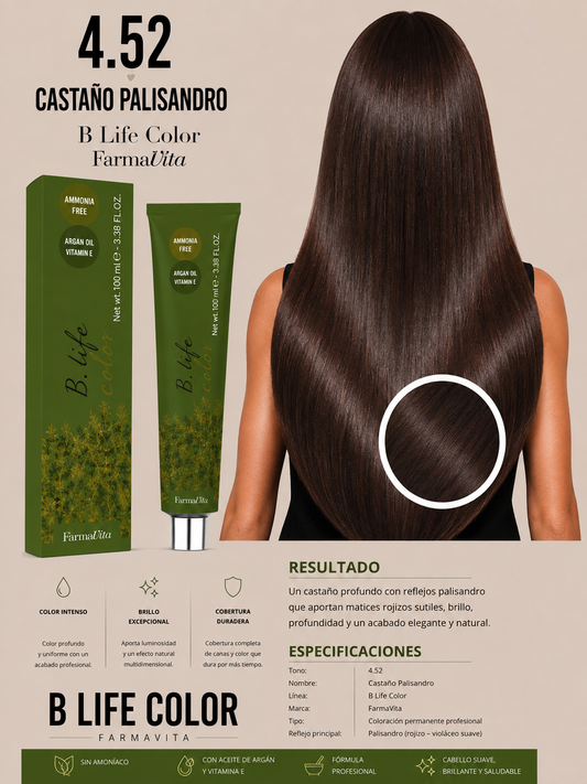🤎 Tinte B Life Color Farmavita 4.52 – Castaño Palisandro