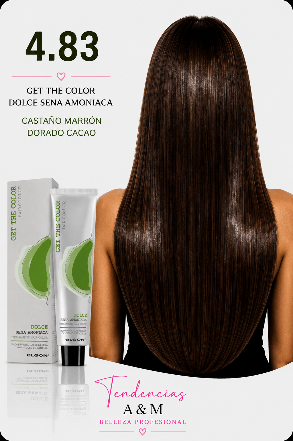 Tintura Get The Color Dolce Sin Amoníaco 4.83 Castaño Marrón Dorado Cacao