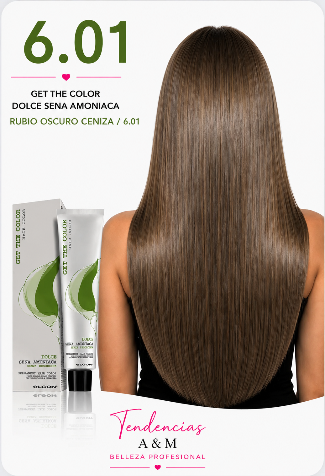 Tintura Get The Color Dolce Sin Amoníaco 6.01 Rubio Oscuro Natural Ceniza Mate