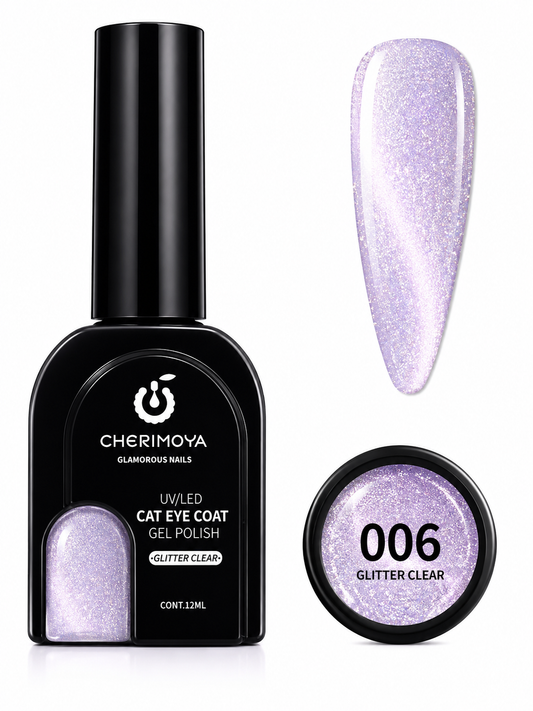 Cherimoya Cat Eye Coat Gel Polish 006 Glitter Clear – 12 ml