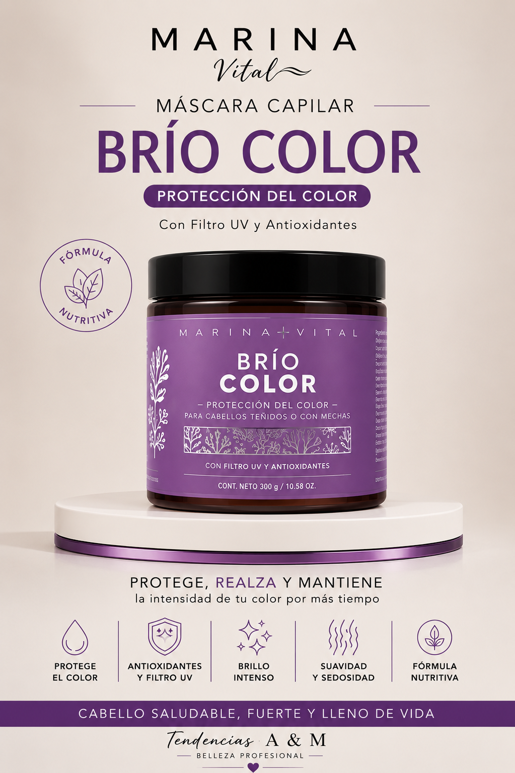 Marina Vital Brío Color – Máscara Capilar Protección del Color