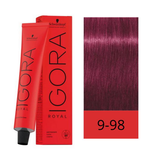 Tinte Igora Royal 9-98 Rubio muy Claro Violeta Rojo 60 ml