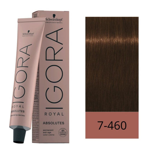 Tinte Igora Royal Absolutes 7-460 Rubio Medio Beige Chocolate Natural 60 ml