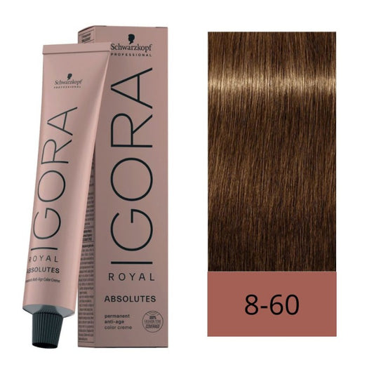 Tinte Igora Royal Absolutes 8-60 Rubio Claro Chocolate Natural 60 ml